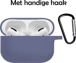 Hoesje Geschikt voor Apple AirPods Pro 2 - Siliconen Hoes met Clip - Silicone Case Cover - Grijsblauw — thumbnail 2