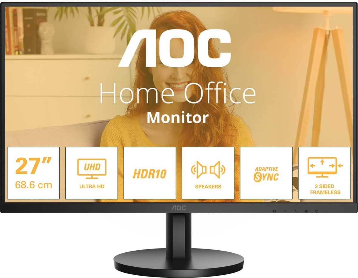 AOC U27B3A - 4K IPS Monitor - Speakers - 27 inch — afbeelding 1