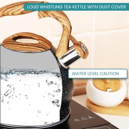 Black Texture Whistling Tea Kettle - 3L Tea Pot for Stovetop Induction Hob - Stainless Steel Hot Water Camping Kettle Teapot for Tea Coffee — thumbnail 5