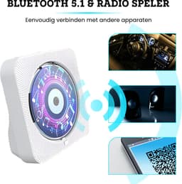 Somstyle 6-in-1 CD Speler met Speaker - Bluetooth - Met USB & Micro SD Ingang - Fm Radio - CD / CD-R / CD-RW - MP3 - Wit — thumbnail 4