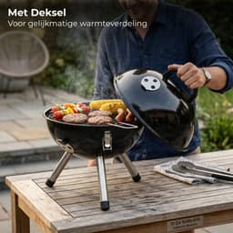 Lomera Kogelbarbecue - Houtskoolbarbecue - Houtskool BBQ - Kogel BBQ - Ronde Barbecue - Ronde BBQ - Barbecue met Deksel - Kogelbarbecue met Deksel - Mini Kogelbarbecue - Kleine Kogelbarbecue — thumbnail 3