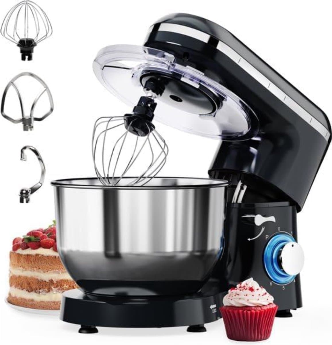 SAVI® Mixer met mengkom - Mixer - Mixer met mengkom keukenmachine - Zwart -39cm x 24cm x 32cm — afbeelding 1