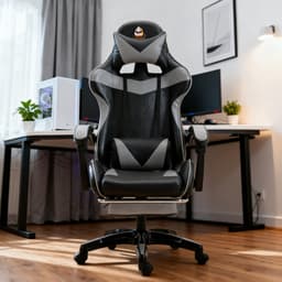 GOTAGEE Gamingstoel Bureaustoel Ergonomische Gamestoel Met Lendensteun un voetpedalen Hoogte en Ligfunctie Zwart-Grijs — thumbnail 3