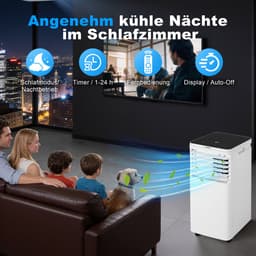 NETTLIFE Mobiele Airco 3-in-1 | 9000 BTU | Met Afvoerslang | Afstandsbediening LED Display Timer Wielen & Draaggreep | Voor Ruimtes Tot 25 m² — thumbnail 5