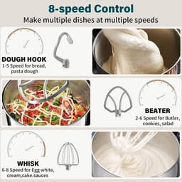 Krachtige Staande Keukenmixer met 2 RVS Kommen en 1000W Motor — thumbnail 3