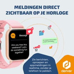 Denver Smartwatch - Android iOS - Notificaties - Sporthorloge - Hartslagmeter - Saturatiemeter - Slaapmonitor - SWC176RO - Roze — thumbnail 4