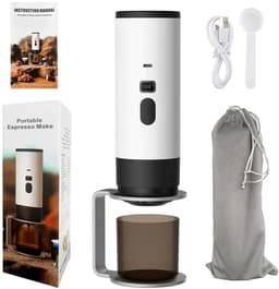 Lunekiss 3-in-1 Draagbare Mini To-Go Espressomachine - 12V - 7800mAh - Type-C - Display - 90°C - Gemalen Koffie - Wit — thumbnail 1