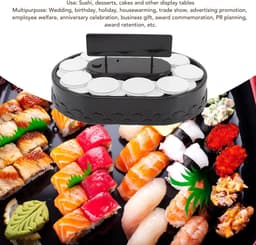 Sushi Machine - Dessert Presentatie - Feestelijke Tafeldekking - Automatisch Roterend - 30 x 21 x 6cm - Wit — thumbnail 3