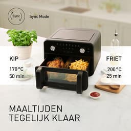 Luchtfriteuse XL - Crispy Friteuse - Gezond Koken - Dubbele Zone Flex - 96 Liter - Zwart — thumbnail 4