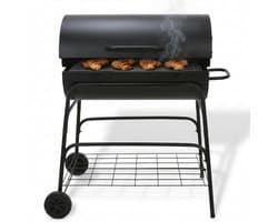 Lomera Cilinder BBQ - Houtskoolbarbecue - Houtskool BBQ - Verrijdbare BBQ - BBQ op Wielen - Barbecue op Wielen - Cilinder Barbecue - Verrijdbare Houtskoolbarbecue - Houtskoolbarbecue op Wielen