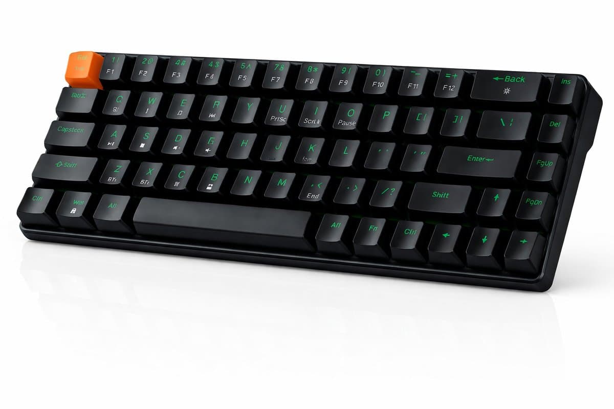 Dutchers.® Gaming Keyboard 60% - Mechanisch Toetsenbord - Draadloos & Bedraad - 60 Procent - 2,4 GHz/Type-C/BT5.0 - Usb/Bluetooth - QWERTY - Compact – Bluetooth / 2.4G / USB-C – 2000mAh Accu – Zwart — afbeelding 1