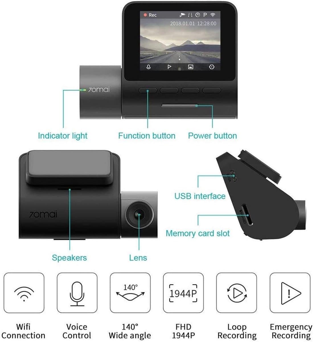 Dash Cam 1944P FHD Autocamera met GPS, Wi-Fi en Nachtzicht — afbeelding 1