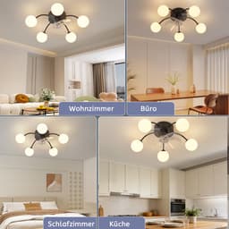NETTLIFE Plafondventilator met Verlichting - Stil - G9 - Zwart - 6 Standen - Omkeerbaar - Met Afstandsbediening & Timer - Voor Woonkamer & Slaapkamer - Zonder Lampen — thumbnail 5