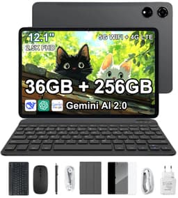 Blackview Mega 3 Tablette - 12,1 pouces - Android 15 - 4G LTE+ - 36 GB RAM - 256 GB ROM - 8800 mAh - 120Hz - 13 Mpx + 50 Mpx - Gemini AI 2.0 - Grijs — thumbnail 1