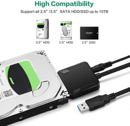 SATA naar USB 3.0 Adapter voor 2.5" en 3.5" HDD SSD - Externe Harde Schijf Kabel met Voeding — thumbnail 2