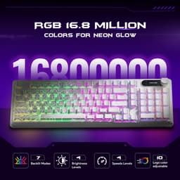 FURYCUBE IP98 - 95% Bedraad Gaming Toetsenbord - 98keys - RGBVerlicht toetsenbord -TFT Scherm - Multifunctionele Draaiknop -RGB - Side Printed PBT Keycaps - mechanisch gevoel - Stil toetsenbord - Comfortable to the touch -White Contour Line — thumbnail 4