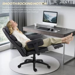 Dowinx Ergonomische Bureaustoel / Gamingstoel – Pocketveren Zitkussen – Dubbel gevoerde Rugleuning & Verstelbaar Lendenkussen – Met Armleuningen en Voetensteun – PU-leer – Zwart — thumbnail 5