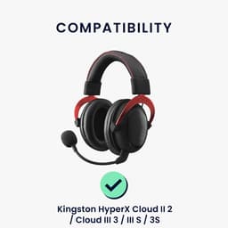 kwmobile 2x oorkussens geschikt voor Kingston HyperX Cloud II 2 / Cloud III 3 / III S / 3S - Earpads voor koptelefoon in zwart — thumbnail 2
