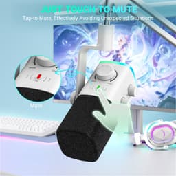 FIFINE AM9 - Gaming Microfoon Dynamische - Podcast Streaming PC PS4 PS5 - Ruisonderdrukking - Touch Mute Knop - USB RGB - Wit — thumbnail 2