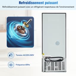 OKWISH Koelkast – Dubbele Zone – 106 L – Roestvrij Staal – Zwart Zilver – Met Vriesvak En Ledverlichting — thumbnail 5