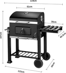 Norvia - Houtskool Barbecue - Houtskoolgrill - Met Deksel - Thermometer - Grilloppervlak 56 × 41,5 cm - Zijtafel - Aslade — thumbnail 2