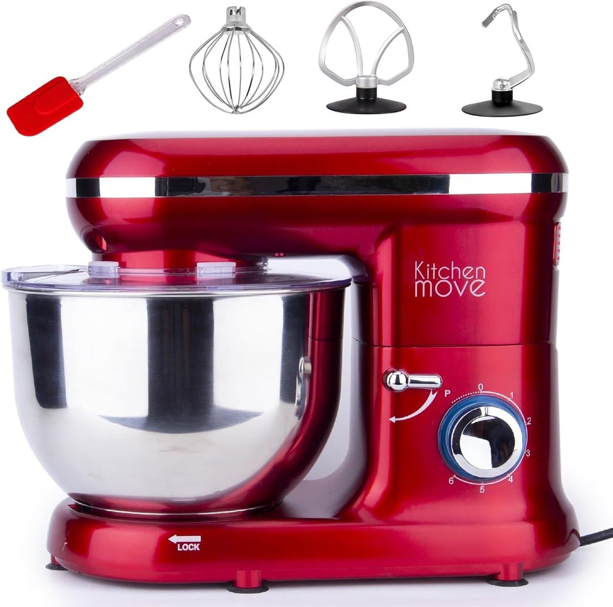 Krachtige 1500W Keukenmachine RVS Kom 5.5L - 6 Snelheden & 4 Accessoires — afbeelding 1