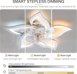 Stil LED Plafondventilator met Licht en Dimbaar, 6 Snelheden, Timer - Woonkamer & Slaapkamer — thumbnail 4