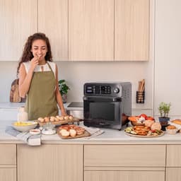 Heteluchtoven Frituur - Keukenapparaat Multifunctioneel - Gezond Koken - Touchscreen Display - 15 Liter Capaciteit - Grijs — thumbnail 4