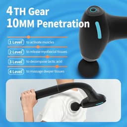 Massagepistool - Spierontspanning - Herstel na sport - 3-in-1 afneembaar ontwerp - 4 massagekoppen - Zwart — thumbnail 3