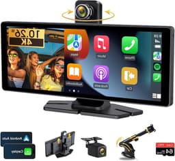 Carplay Display – Draadloos Carplay – Android Auto – Mirror Link – Dashcam – 10,26 Inch HD IPS Touchscreen – 4K Frontcamera met 350° Draaibare Lens — thumbnail 1