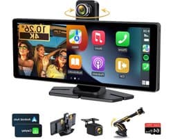 Carplay Display – Draadloos Carplay – Android Auto – Mirror Link – Dashcam – 10,26 Inch HD IPS Touchscreen – 4K Frontcamera met 350° Draaibare Lens