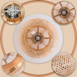 Bamboe Plafondlamp Met Verlichting En Afstandsbediening – Rustieke En Industrieel Design Plafondventilator — thumbnail 1
