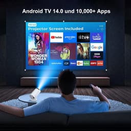 NBAP® Mini Beamer - Film Projector met Bluetooth - Draagbare Beamer - 4K Kwaliteit - Wit — thumbnail 3