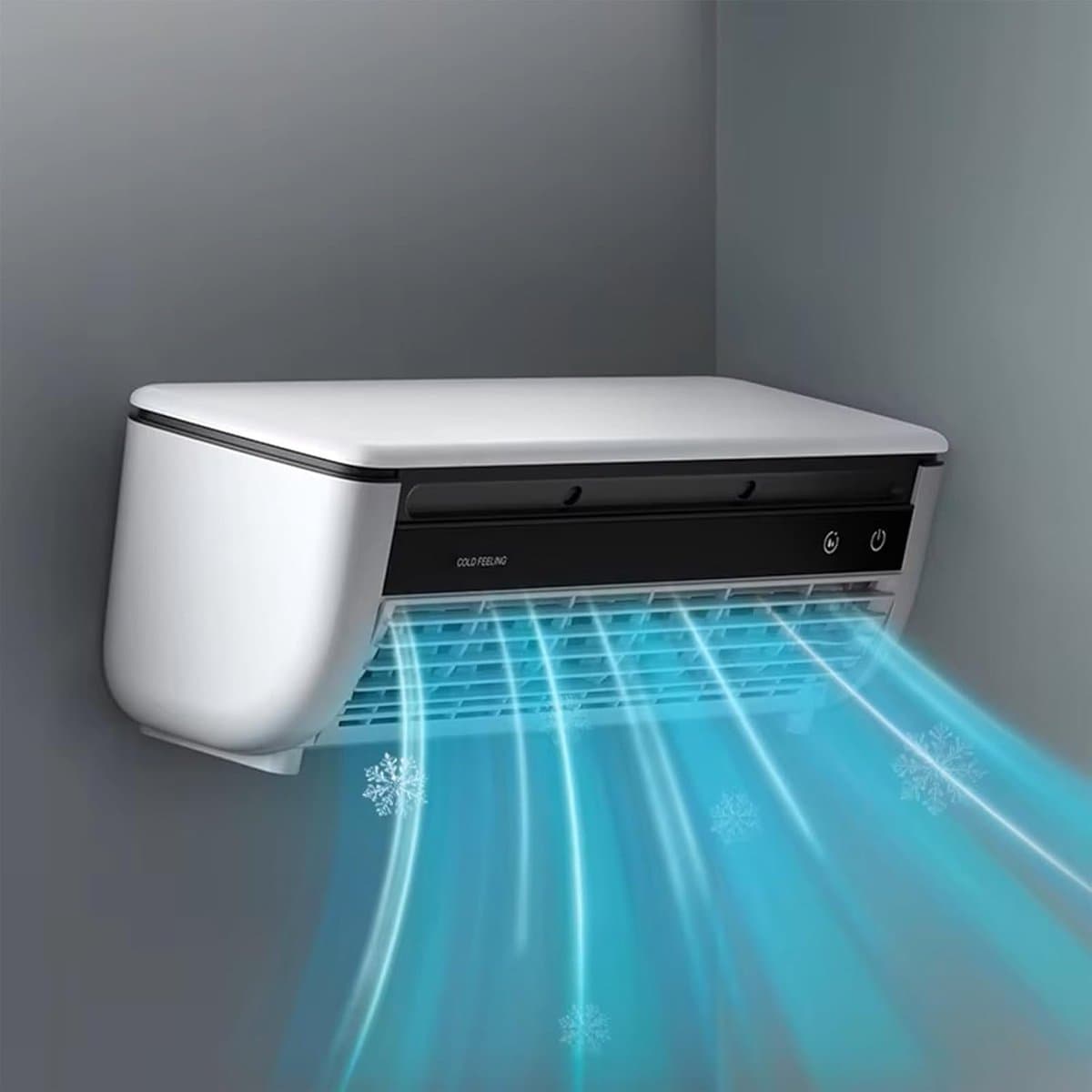 Wand Airco Ventilator - Draagbare Koeler - Persoonlijke Koeling - Draadloos Opladen - 33 cm Lengte - Wit — afbeelding 1