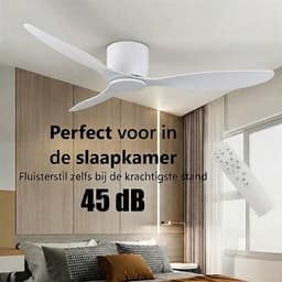 Plafondventilator Brezza 3 blad 132 cm wit - stilste ventilator 2026 – top kwaliteit - energie zuinig – met remote - ventilator voor laag plafond - 6 snelheden – beste alternatief voor airco - zomer en winter stand – witte ventilator — thumbnail 5
