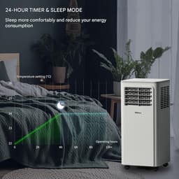Daity Draagbare airconditioner van 9000 BTU – Drie-in-één functie (airconditioning, ontvochtiging, luchttoevoer) – Slaapstand – 2,1 kW vermogen – Inclusief afstandsbediening, afdichtingsplaat, afvoerbuis, connector en plat mondstuk. — thumbnail 4