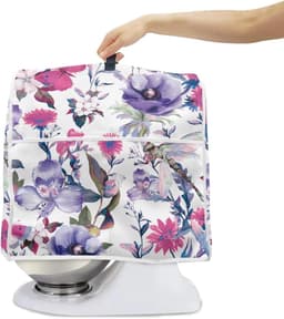 Mixerhoes Bloemenprint - Keukenmachine Cover - Keuken Apparaat Beschermen - Met Handige Zakken - 435x275x375 cm - Paars — thumbnail 4