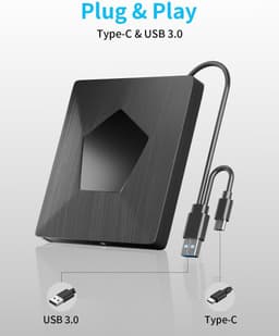 Externe Blu-ray Schijf - Optische Drive - Films en Data - USB 3.0 Type-C - Draagbaar Ontwerp - Zwart — thumbnail 5