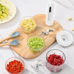 Elektrische Keukenmachine - Knoflookhakker Mini - Snel Ingrediënten Snijden - Draadloos USB Oplaadbaar - 400 ml Kom - Wit — thumbnail 2
