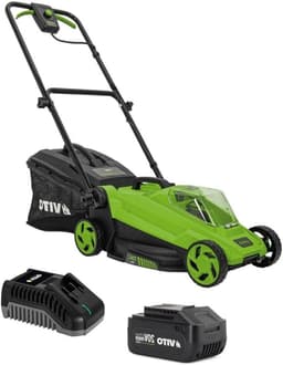Draadloze Grasmaaier - Accu Grasmaaier - Gazon Onderhoud - Compact Ontwerp - 32 cm Maaibreedte - Grijs — thumbnail 1