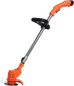 Electric Grass Trimmer, Wireless, Telescopic Stem and Trimmer, Rechargeable Lawn Mower, Three Types of Blades, 2 Batteries (12 V 2.0 Ah), 1 Charger Orange — thumbnail 1