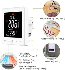 Slimme thermostaat - Verwarming regelaar - Energie besparen - App en stembediening - 35 inch LCD - Wit — thumbnail 5