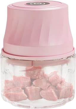 Elektrische Knoflookhakker - Mini Keukenmachine Groentehakker - Maaltijden Voorbereiden - Eenknopsbediening Draadloos - 16 x 13 x 16 cm - Roze — thumbnail 1