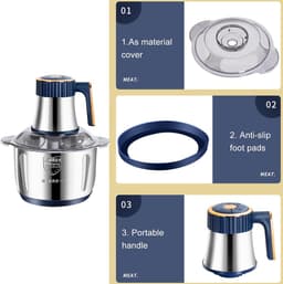 Elektrische Keukenmachine - Voedselverwerker Mixer - Maaltijden Bereiden - Roestvrijstalen Kom - 5 Liter Capaciteit - Zilver — thumbnail 5