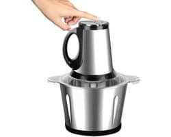 Elektrische Groentehakker - Keukenmachine Mini - Ingrediënten Voorbereiden - Roestvrijstalen Messen - 28 x 19 x 19 cm - Zilver