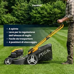 Benzine Grasmaaier - Duwmaaier Gazon - Gazon Onderhoud - Opvouwbare Handgreep - 46 cm Maaibreedte - Geel — thumbnail 4