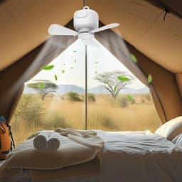 Tent Ventilator - Plafondventilator - Kamperen Buiten - Draadloze Afstandsbediening - 25x25x11.5 cm - Wit — thumbnail 5
