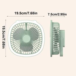 Tafelventilator - Bureauventilator - Persoonlijke Koeling - Adaptieve Verlichting - 20.5 cm Breed - Groen Leer — thumbnail 2