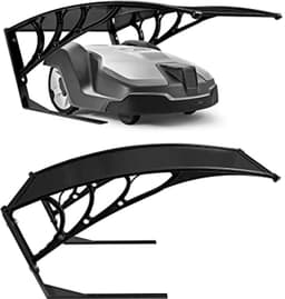 Robotmaaier Garage Carport 102 x 79 x 46 cm Weerbestendig UV-bescherming Metalen Voeten Grasmaaier Overkapping incl. Bevestigingsmateriaal Zwart — thumbnail 1