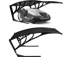 Robotmaaier Garage Carport 102 x 79 x 46 cm Weerbestendig UV-bescherming Metalen Voeten Grasmaaier Overkapping incl. Bevestigingsmateriaal Zwart
